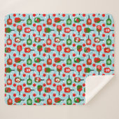 クリスマスピックボール赤い緑の雪片ブルー シェルパブランケット (正面(横))