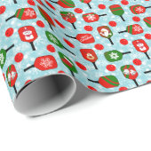 クリスマスピックボール赤い緑の雪片ブルー ラッピングペーパー (ロールコーナー)