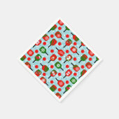 クリスマスピックボール赤グリーンブルーの雪片 スタンダードカクテルナプキン (角)