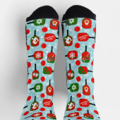 クリスマスピックボール赤グリーンブルーの雪片 ソックス (上部)