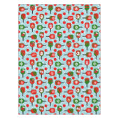 クリスマスピックボール赤グリーンブルーの雪片 テーブルクロス (正面)