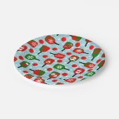 クリスマスピックボール赤グリーンブルーの雪片 ペーパープレート (アングル)