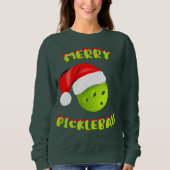 クリスマスピックボールSanta Hat Pickleball Player W スウェットシャツ (正面)