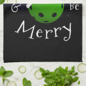 クリスマスピックルボールことわざ キッチンタオル (折り畳み)