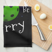 クリスマスピックルボールことわざ キッチンタオル (四つ折り)