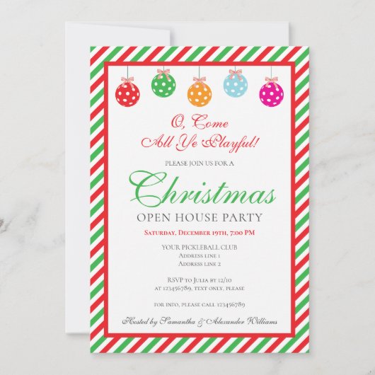 クリスマスピックルボールクラブオープンハウスパーティー 招待状 (正面)