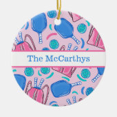 クリスマスピックル名門私立校風のボパーソナライズされたール セラミックオーナメント (正面)