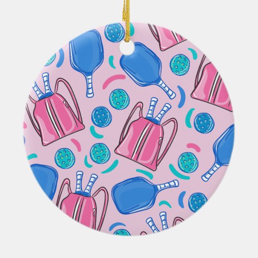 クリスマスピックル名門私立校風のボパーソナライズされたール セラミックオーナメント (裏面)