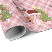 クリスマスピッグズカートゥーンラッピング紙 ラッピングペーパー (ロールコーナー)