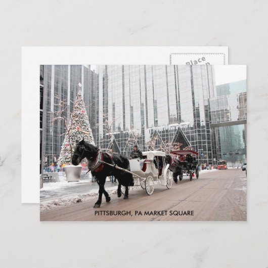 クリスマスピッツバーグPAマーケットスクエア シーズンポストカード (正面/裏面)