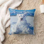 クリスマスピットブルドッグ雪だるま クッション (ブランケット)