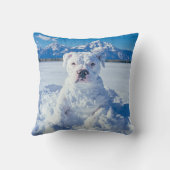 クリスマスピットブルドッグ雪だるま クッション (裏面)