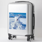 クリスマスピットブルドッグ雪だるま シール (スーツケース)