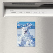 クリスマスピットブルドッグ雪だるま マグネット (インサイチュ (食洗機))