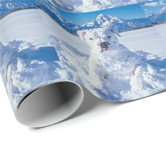 クリスマスピットブルドッグ雪だるま ラッピングペーパー (ロールコーナー)