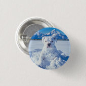 クリスマスピットブルドッグ雪だるま 缶バッジ (正面&裏面)