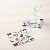 クリスマスピットブルドッグ スクエアペーパーコースター (インサイチュ)