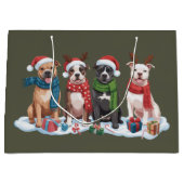 クリスマスピットブル犬のオーナーギフトホリデークリスマス ラージペーパーバッグ (正面)