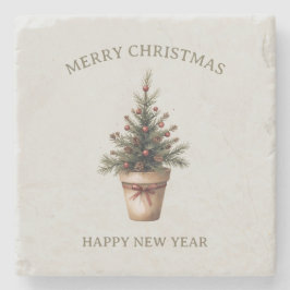 クリスマスピネコーンツリー素朴な休日カスタム ストーンコースター