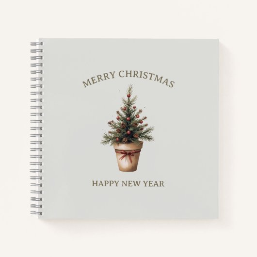 クリスマスピネコーンツリー素朴な休日カスタム ノートブック (正面)