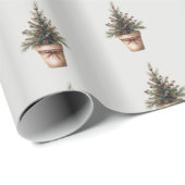 クリスマスピネコーンツリー素朴な休日カスタム ラッピングペーパー (ロールコーナー)