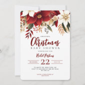 クリスマスピネコーンベリーユニセックスベビーシャワー 招待状 (正面)