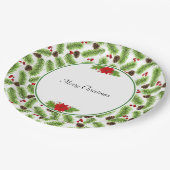 クリスマスピネコーン&レッドベリー ペーパープレート (アングル)