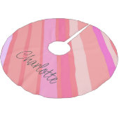 クリスマスピパーソナライズされたックキャンディストライプの ブラッシュドポリエステルツリースカート (アングル)