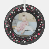 クリスマスピパーソナライズされたンクリース写真 ガラスオーナメント (正面)