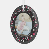 クリスマスピパーソナライズされたンクリース写真 ガラスオーナメント (正面左)