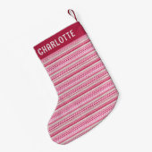 クリスマスピフェイクックニットのパタパーソナライズされたーン名 スモールクリスマスストッキング (裏面 (吊り時))