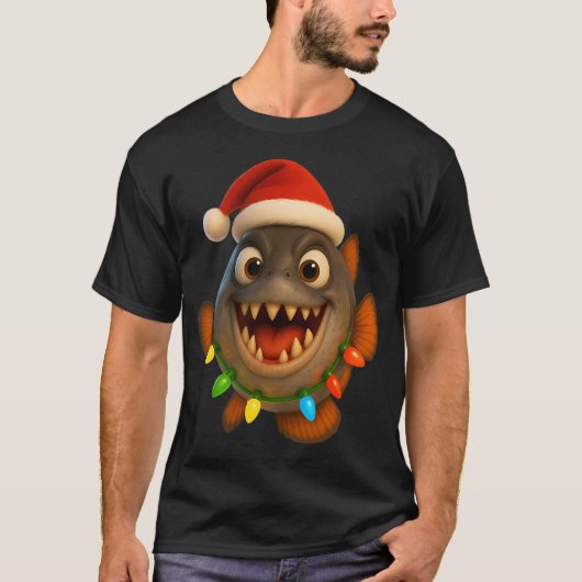 クリスマスピラニア Tシャツ (正面)