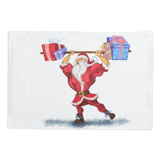 クリスマスピローケースボディビルダーSanta with Gift 枕カバー (裏面)