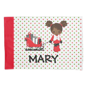 クリスマスピローケースAfrican American Girl 枕カバー