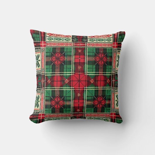 クリスマスピローデザインクラシック – 赤と緑 クッション (正面)