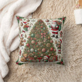 クリスマスピローデザイン-フェスティバルツリーとテディB クッション (ブランケット)