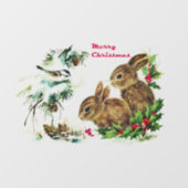 クリスマスピンの枝うさぎシジュウカラ ウィンドウサイン (シート)