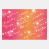 クリスマスピンクとオレンジパターンラッピング紙 ラッピングペーパーシート (正面3)