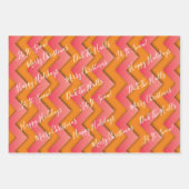 クリスマスピンクとオレンジパターンラッピング紙 ラッピングペーパーシート (正面2)