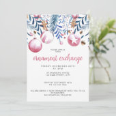 クリスマスピンクとブルーのオーナメント交換パーティー 招待状 (スタンド正面)