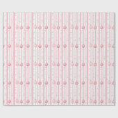 クリスマスピンクのオーナメントとストライプ ラッピングペーパー (フラット)