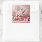 クリスマスピンクのキラキラベビー要素 スクエアシール (バッグ)