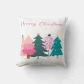 クリスマスピンクのクリスマスクリスマスツリー クッション (正面)