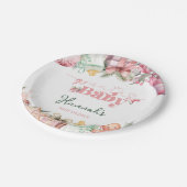 クリスマスピンクのサンタ赤ちゃんシャワー ペーパープレート (アングル)