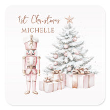 クリスマスピンクのナツクラッカー雪の木