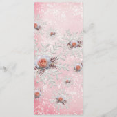 クリスマスピンクのバラ雪片結婚のメニュー メニュー (裏面)