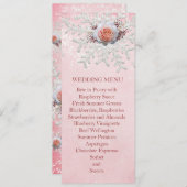 クリスマスピンクのバラ雪片結婚のメニュー メニュー (正面/裏面)