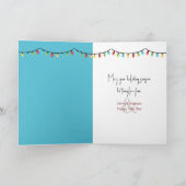 クリスマスピンクのフラミンゴが絡み合った光 カード (内部)