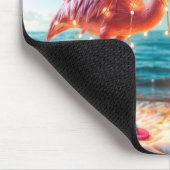 クリスマスピンクのフラミンゴが絡み合った光 マウスパッド (コーナー)