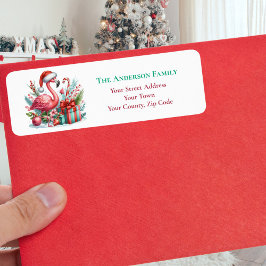 クリスマスピンクのフラミンゴの緑の名前 ラベル